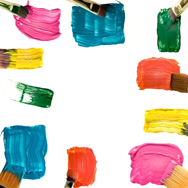Boya fırçaları, inşaat veya renk kavramı çerçevesi — Stok fotoğraf