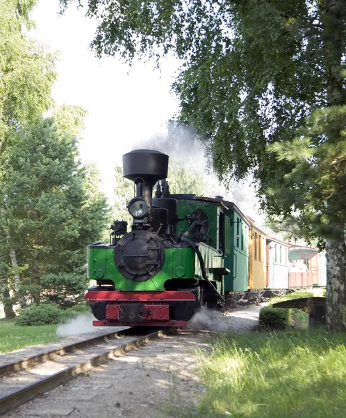 古い緑色の電車が震えています。 — ストック写真