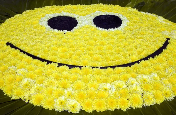 Grand sourire jaune visage — Photo