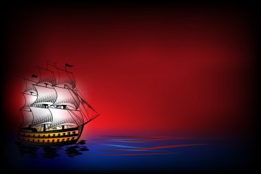 The ship at sea clipart