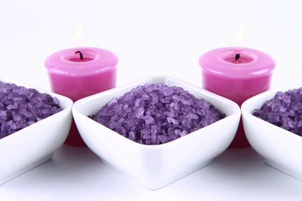 Candles and spa salt — Stock Photo, Image