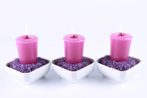 Svíčky a lázeňské soli — Stock fotografie