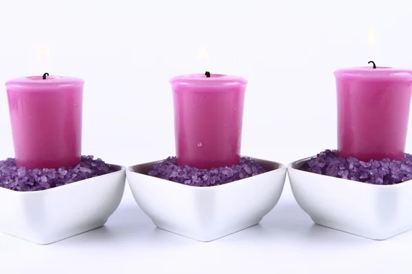 Kaarsen en spa zout — Stockfoto