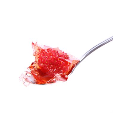 Strawberry jelly on a spoon