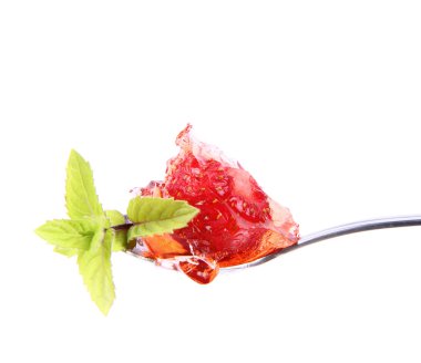 Strawberry jelly on a spoon