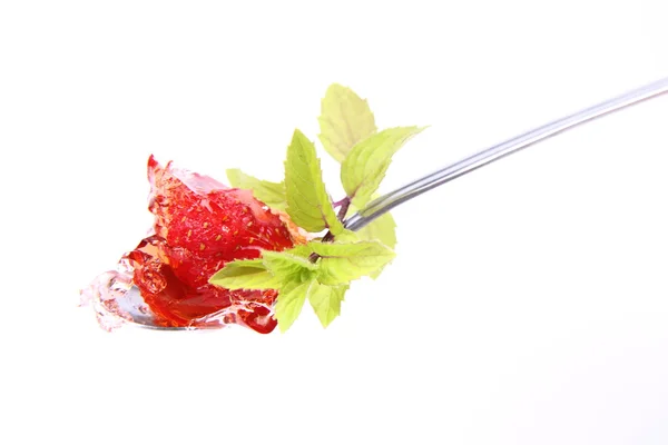 stock image Strawberry jelly on a spoon