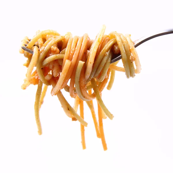 Spaghetti bolognese op een vork — Stockfoto