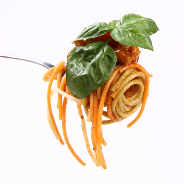 Spaghetti su una forchetta — Foto Stock