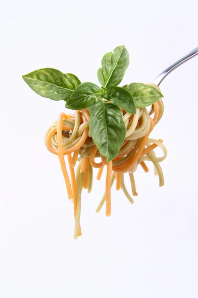 Spagetti på en gaffel — Stockfoto