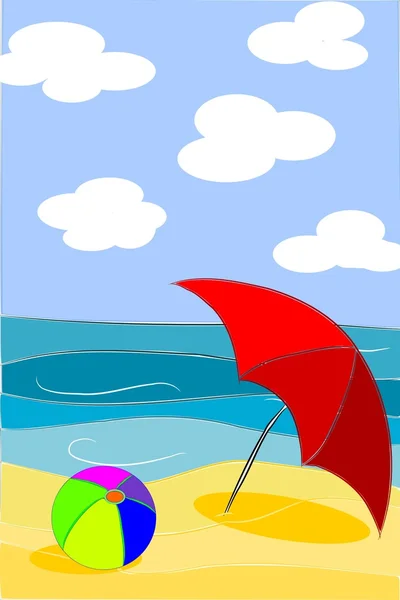 Playa belleza colorido ilustración - vector — Archivo Imágenes Vectoriales