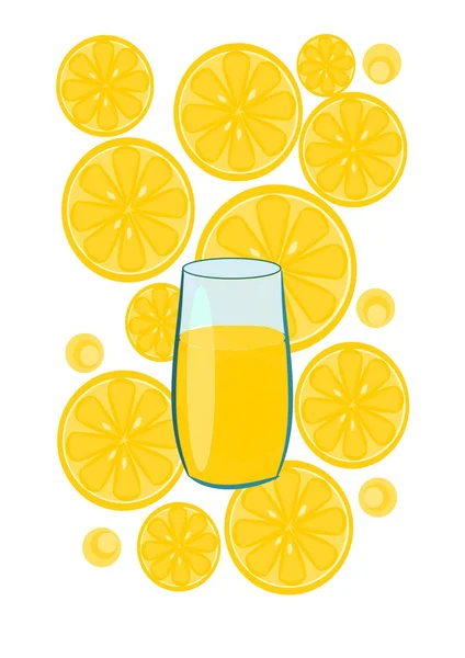 Vidro com suco de limão - vetor —  Vetores de Stock