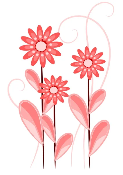 Red and pink flowers - beauty vector — Stock Vector