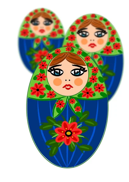 ロシア語の美しさの木の人形 — ストックベクタ