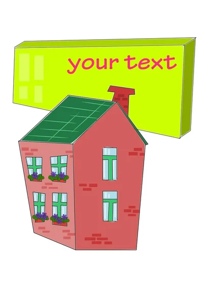 Casa con mesa para su texto - vector — Vector de stock