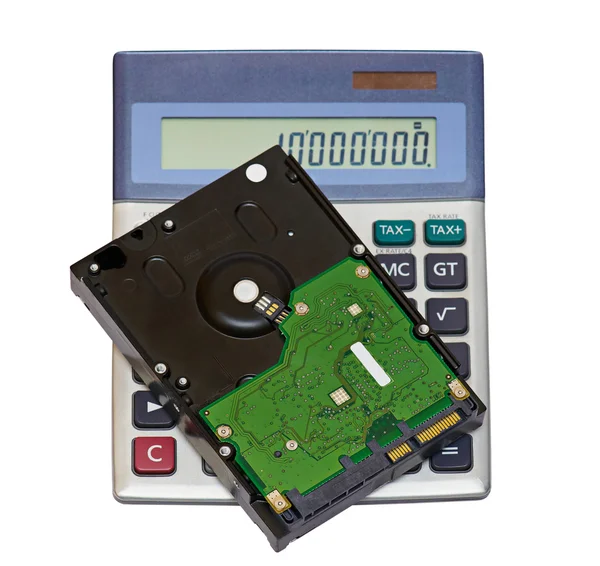 Calculator and hard disk — Stock Photo, Image