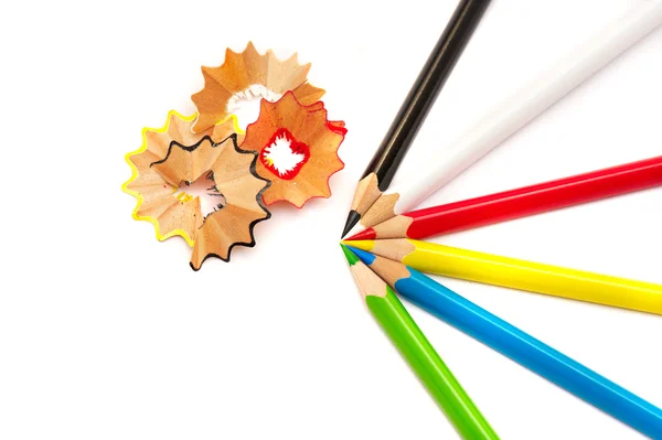 Pencils and shavings — Stock Photo, Image