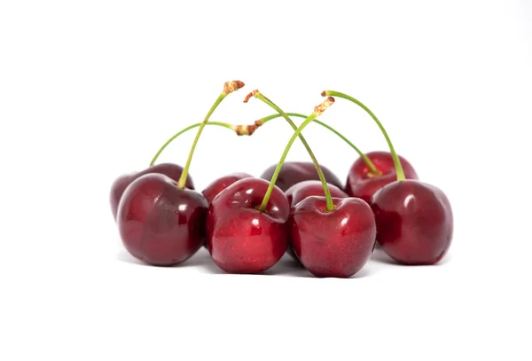 Красные вишни со стеблями — стоковое фото