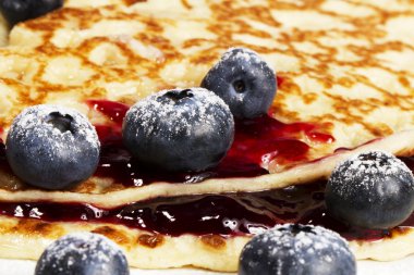 Blueberries on pancakes jam clipart