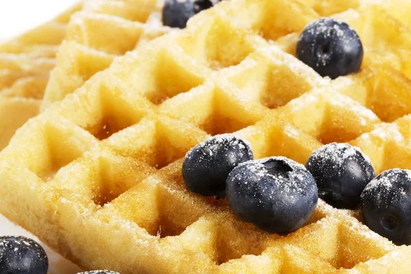 Waffels with blueberries and syrup — Stock Photo, Image