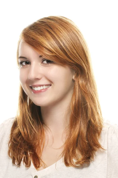 Portrait of a young smiling redhead woman — Stock Photo, Image