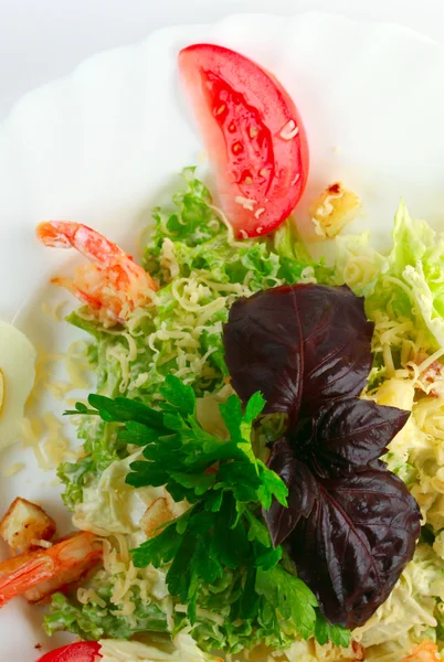Caesar-Salat mit Garnelen — Stockfoto