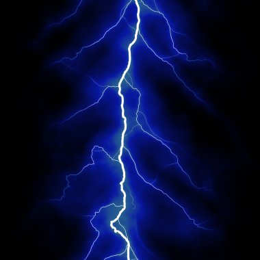 Lightning flash on black background clipart