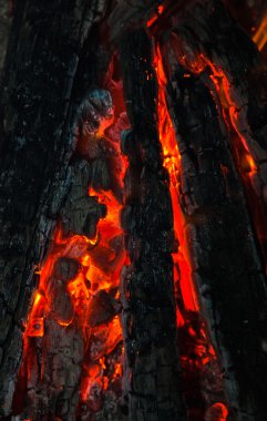 Background from a fire, conflagrant firewoods and coals clipart