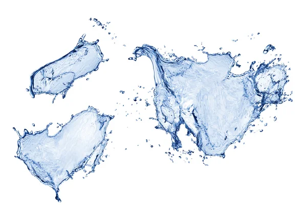 Niebieska woda splash izolowane na białym tle — Zdjęcie stockowe