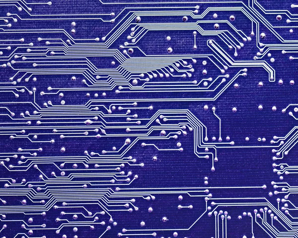 Placa de circuito de computador em azul — Fotografia de Stock