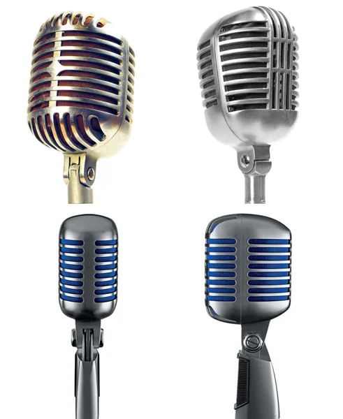 Microfones retro isolados em branco — Fotografia de Stock