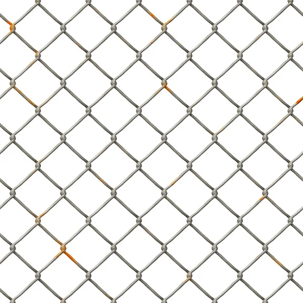 Ketting hek. stalen raster geïsoleerd op wit — Stockfoto