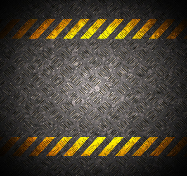 Metal background with caution tape