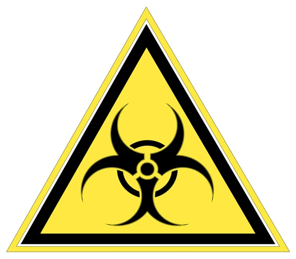 Biyolojik tehlike uyarı sarı üçgen işareti — Stok fotoğraf