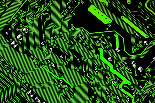 Placa de circuito eletrônico em verde e preto - textura — Fotografia de Stock