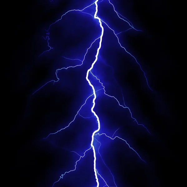 Lightning flash on black background — Stock Photo, Image