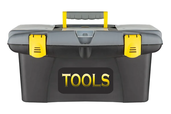 Caja de herramientas amarilla profesional aislada sobre un fondo blanco — Foto de Stock