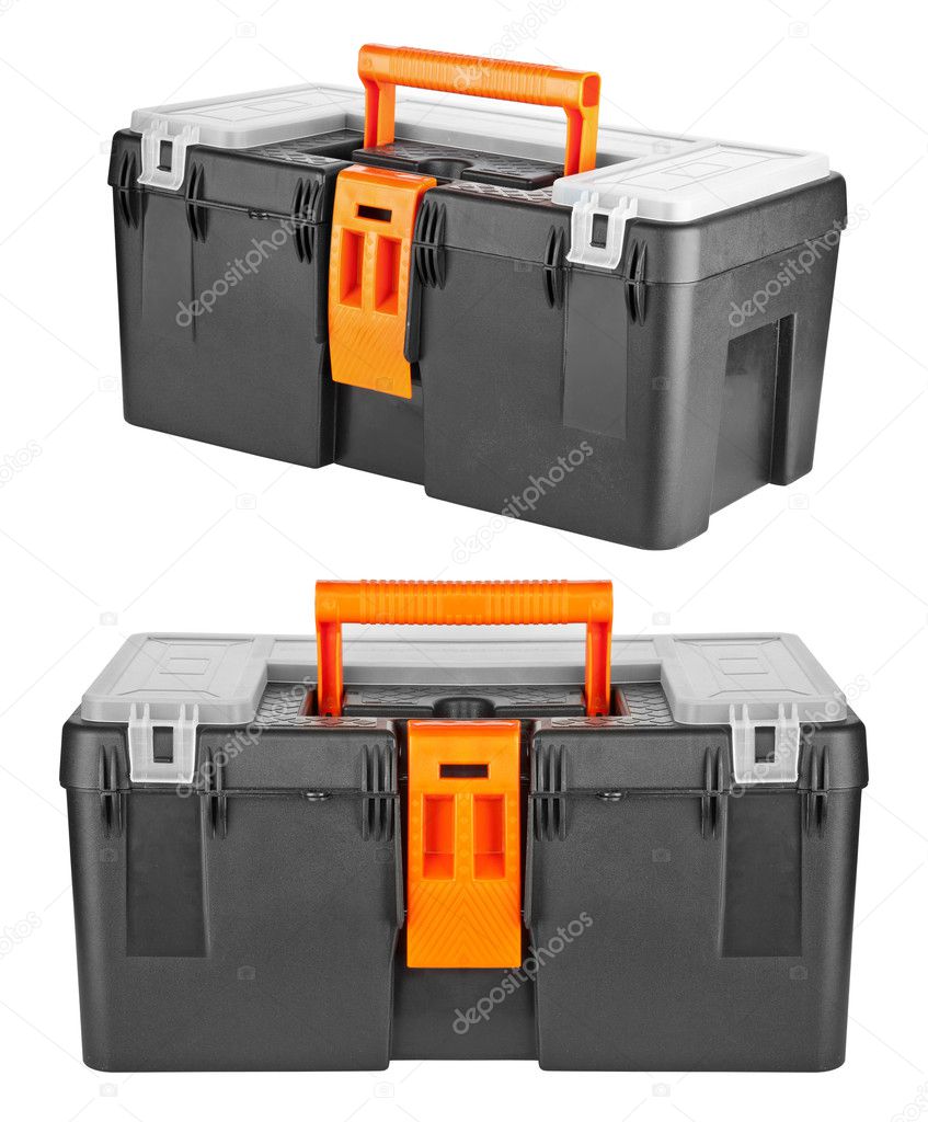 A plastic toolbox isolated on white background