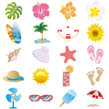 Summer icons set clipart