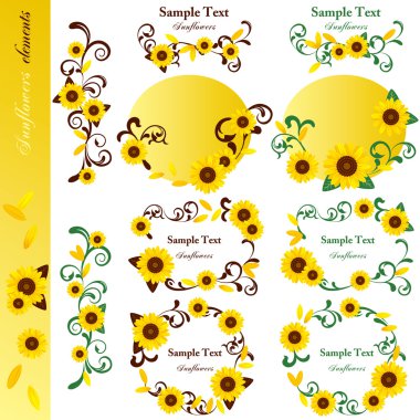 Sunflower elements set clipart