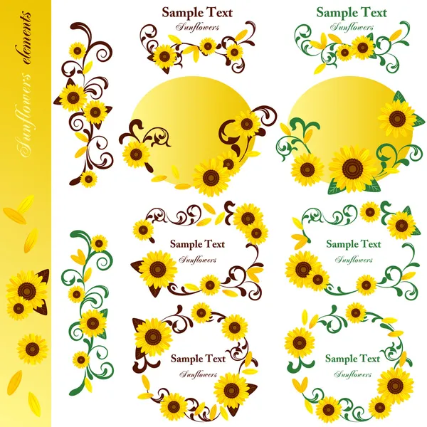 Sunflower elements set — Stock Vector