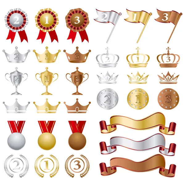 Oro Plata bronce Conjunto de premios — Vector de stock
