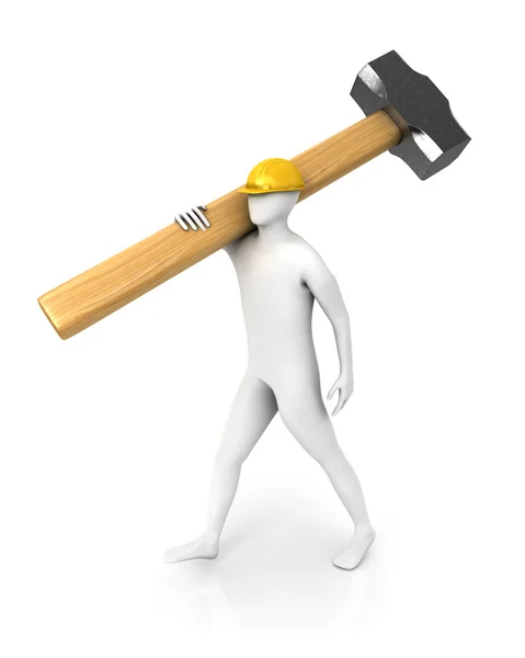 Man with huge sledgehammer — Stock Photo, Image