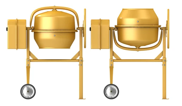 제기 및 낮춘 드럼 깨끗 한 새로운 노란 콘크리트 믹서 — 스톡 사진