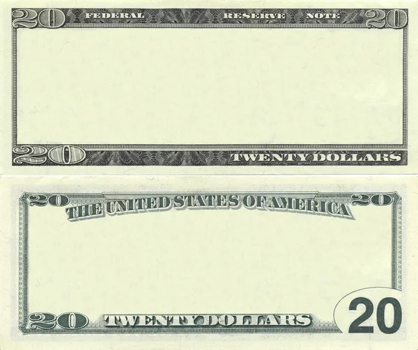 Clear 20 dollar banknote pattern — Stock Photo, Image