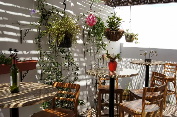 stock image Semi outdoor tropical cafe in morning light