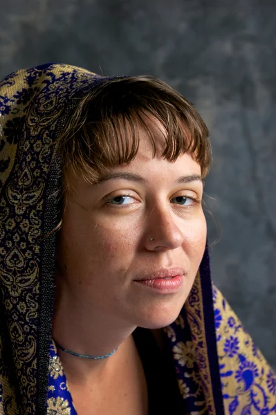 stock image Portrait of young woman with big eyes and full lips