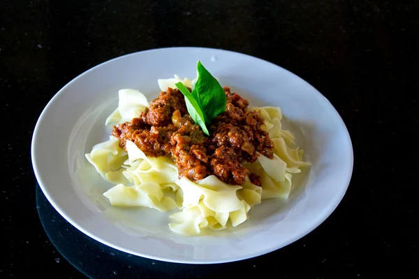 Stock image Egg noodle pasta with meat sauce