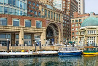 boston Massachusetts tarihi rowes wharf içinde su taksileri