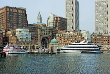 Inside historic rowes wharf in boston massachusetts clipart