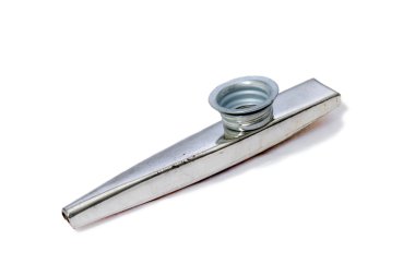 Silver metal kazoo on white clipart